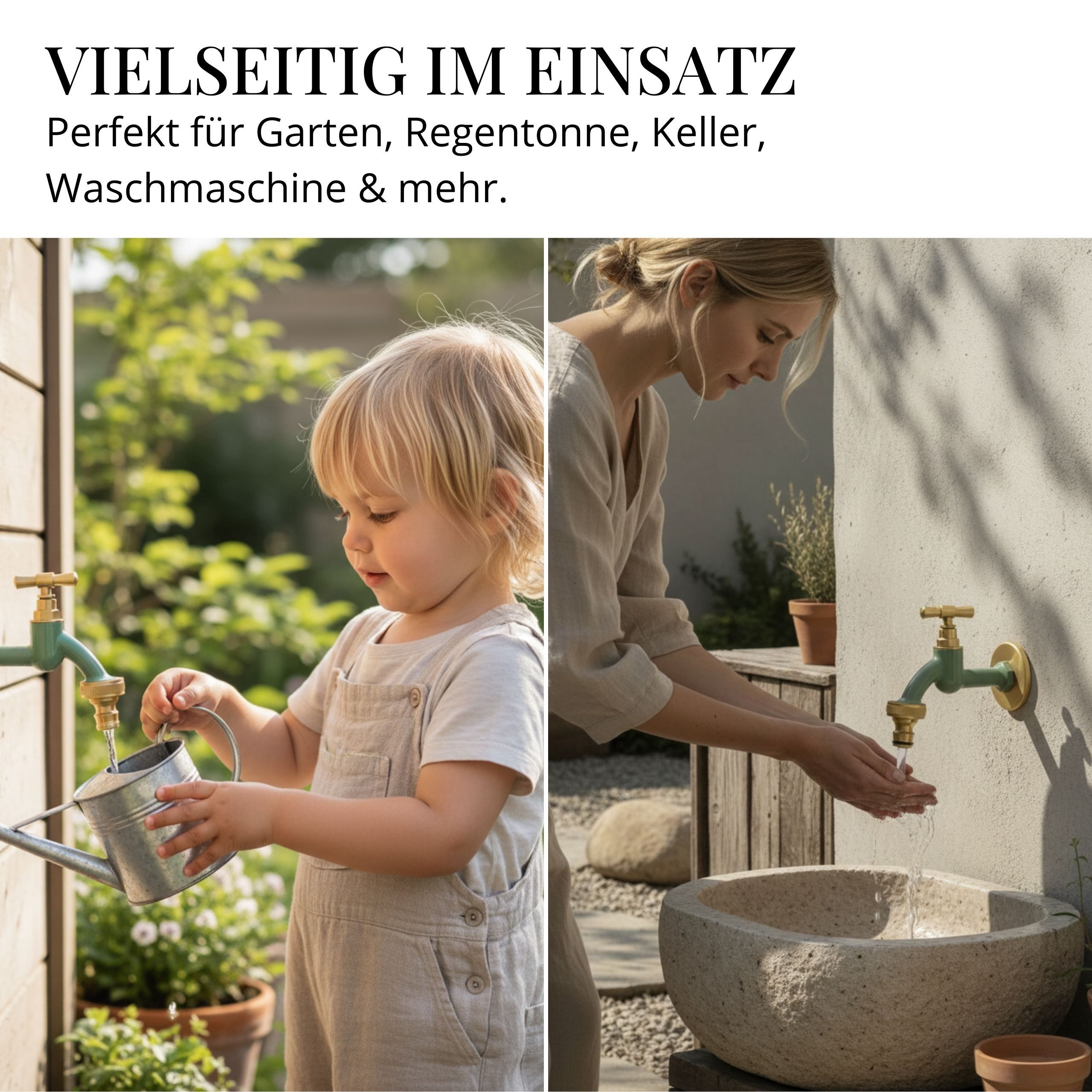 LIVLIG Kugelhahn Wasserhahn Garten, Außenwasserhahn mit Rosettengarnitur 1/2 Zoll, frostsicher, pulverbeschichtet, goldene Akzente – Bild 3 von 5