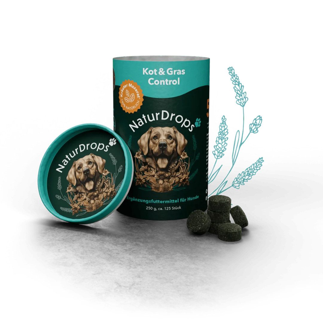 NaturDrops Kot & Gras Control Reduziert unnatürliches Fressverhalten, Nahrungsergänzungsmittel für: Hunde