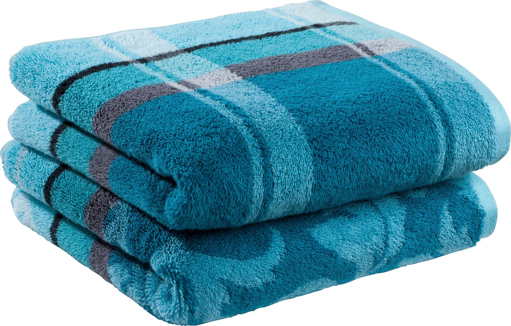 Erwin Müller Duschtuch Duschtuch "Ludwigsburg" 2er-Pack, Jacquard, Walk-Frottier Karo