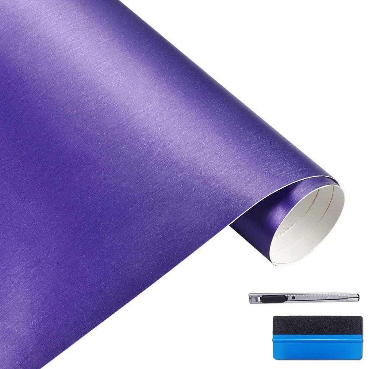LuxusKollektion Dekorationsfolie Vinylfolie Edelstahloptik Metallic Chrom 50x150cm Lila 50 cm x 150 cm, (1St)