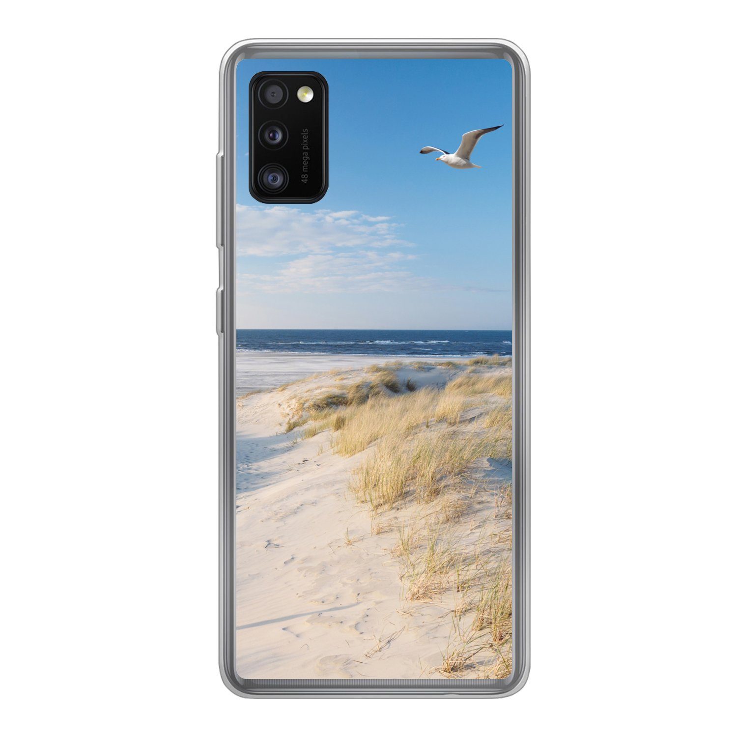 MuchoWow Handyhülle für Samsung Galaxy A41 Düne - Möwe - Strand - Meer - Sonne, Smartphone-Bumper, Print, Handy Schutzhülle Dünn