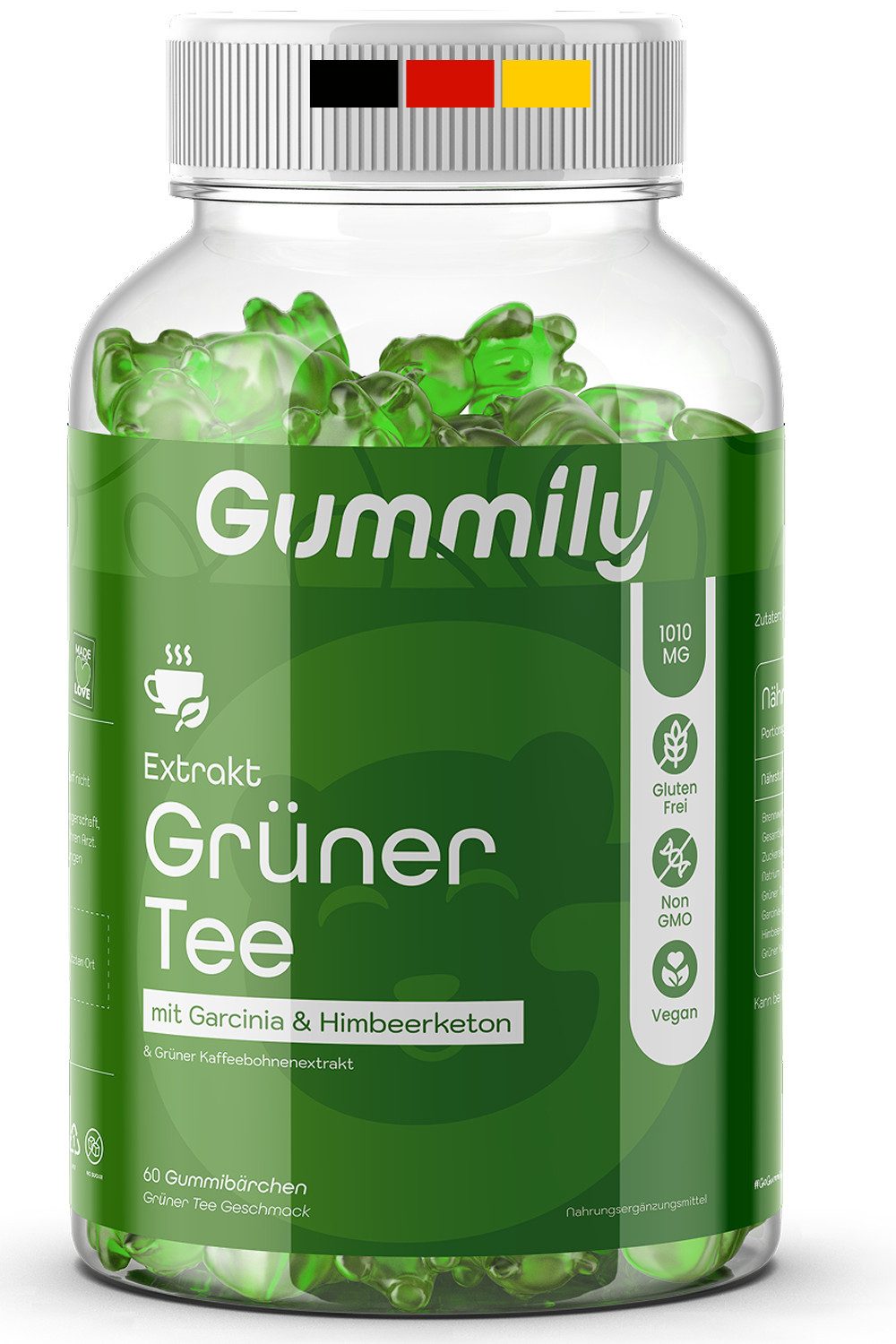 Gummily® Grüner Tee Extrakt Gummibärchen - Zuckerfrei Gummibärchen, 180 g