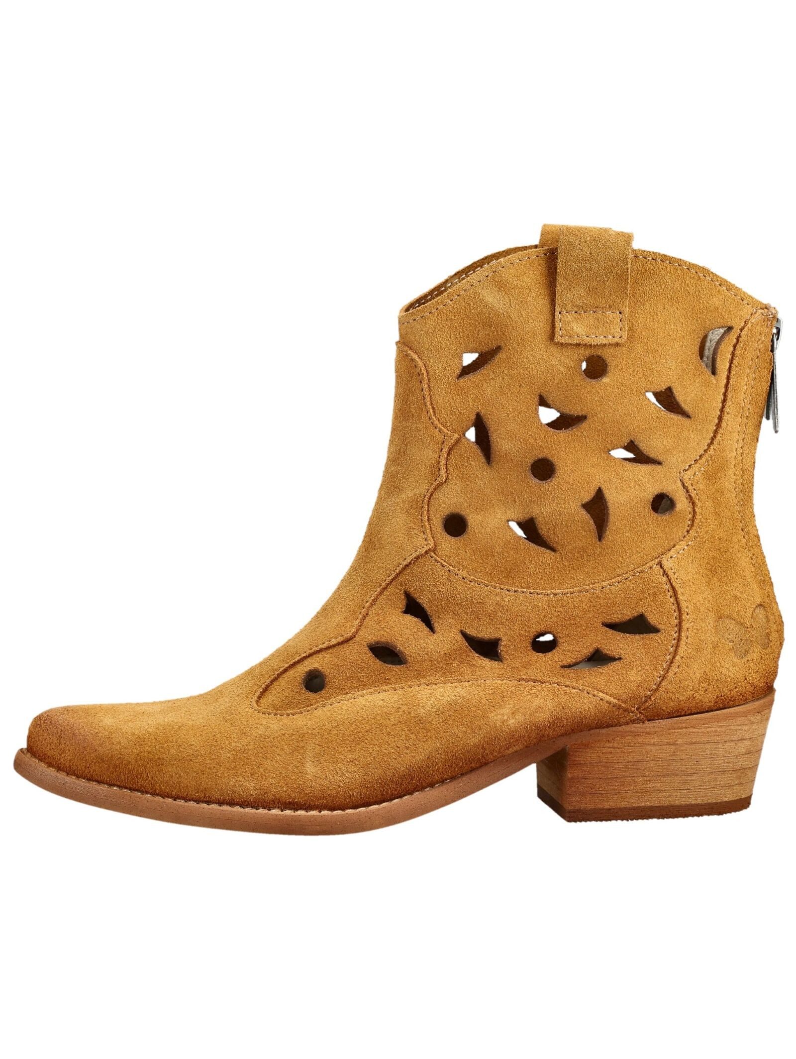 Felmini Stiefelette Veloursleder Cowboy Stiefelette