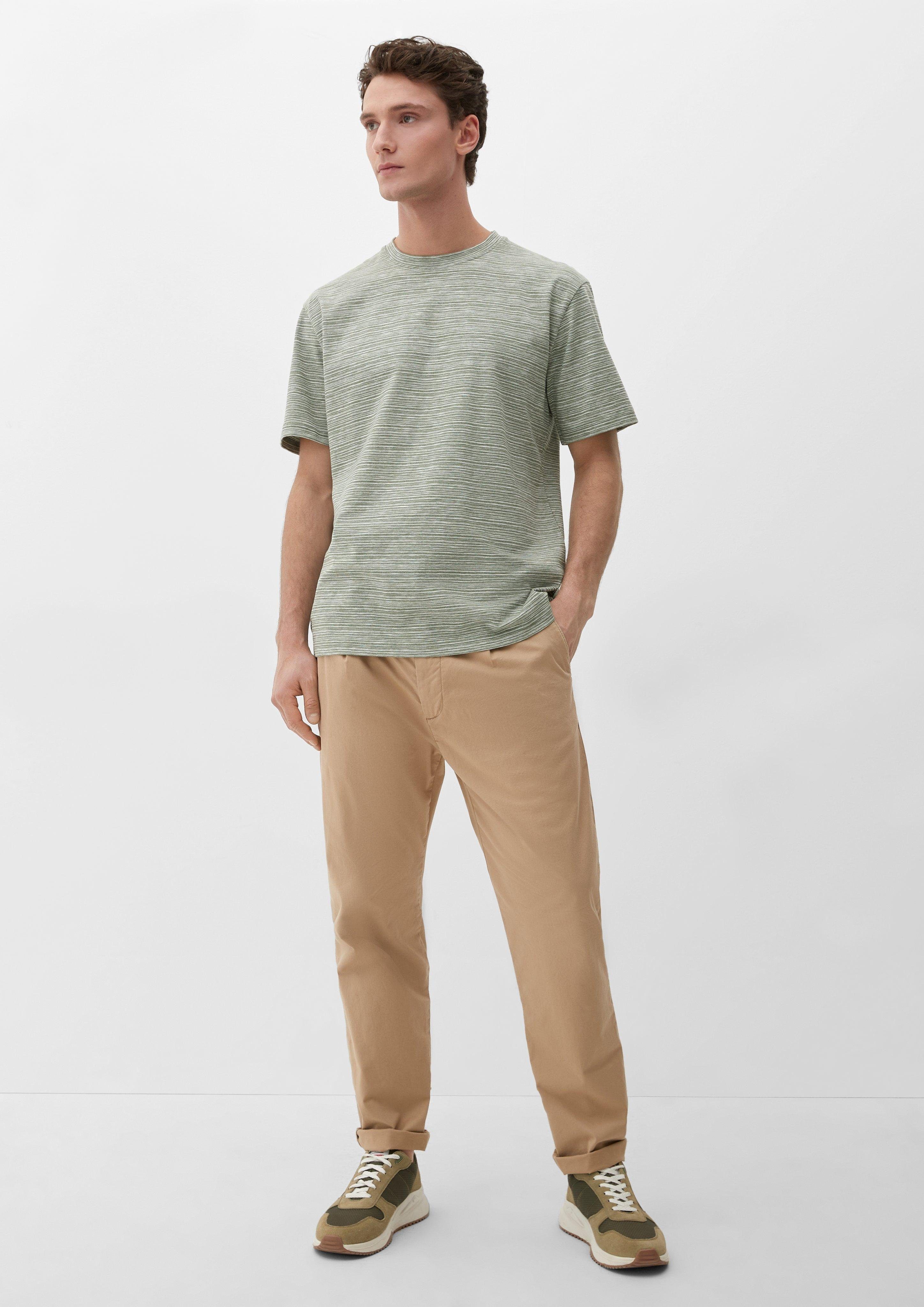 s.Oliver Kurzarmshirt T-Shirt Flammgarn-Jersey helles olivgrün Blende aus