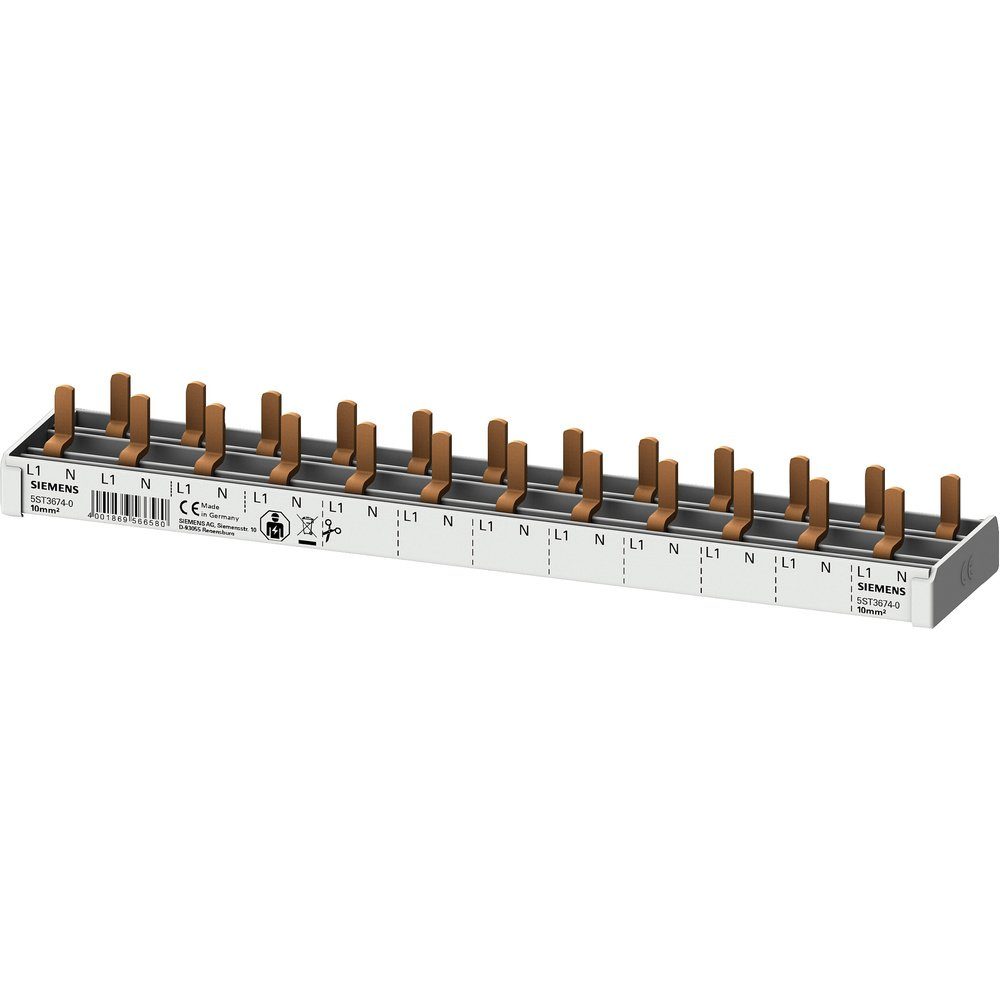 SIEMENS Verteilerbox Siemens 5ST36740 Sammelschiene Anzahl Reihen 2 10 mm² 63 A 230 V L