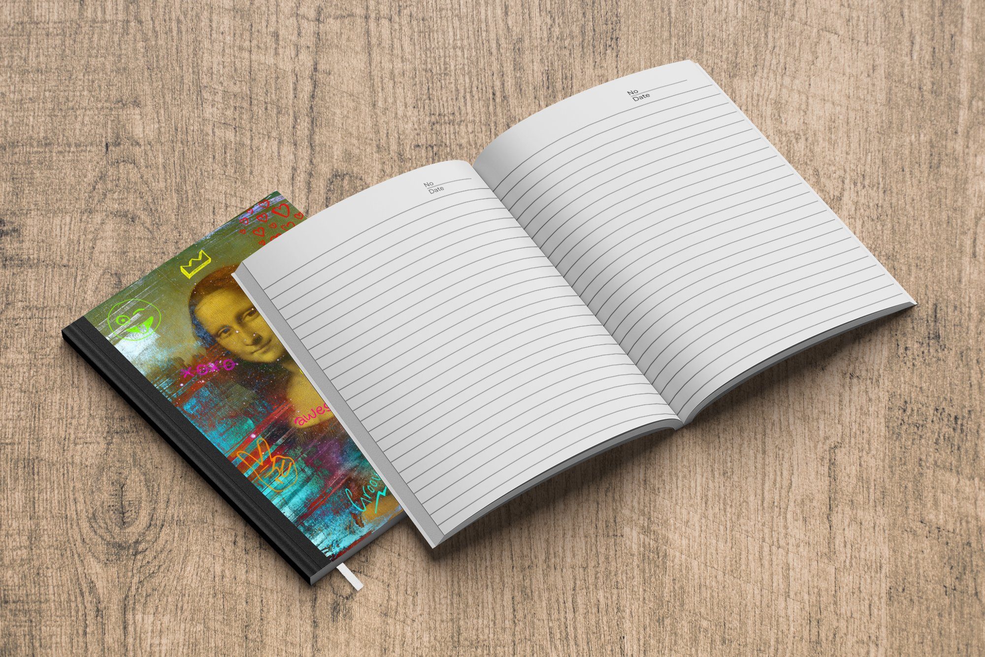 Tagebuch, 98 Journal, da Lisa Notizbuch Neon, Merkzettel, Mona - Vinci - A5, Notizheft, MuchoWow Seiten, Leonardo Haushaltsbuch