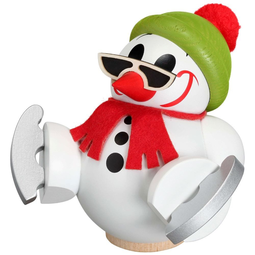Seiffener Volkskunst Räuchermännchen Kugelräucherfigur Cool-Man mit Schlittschuhen, aus dem Erzgebirge