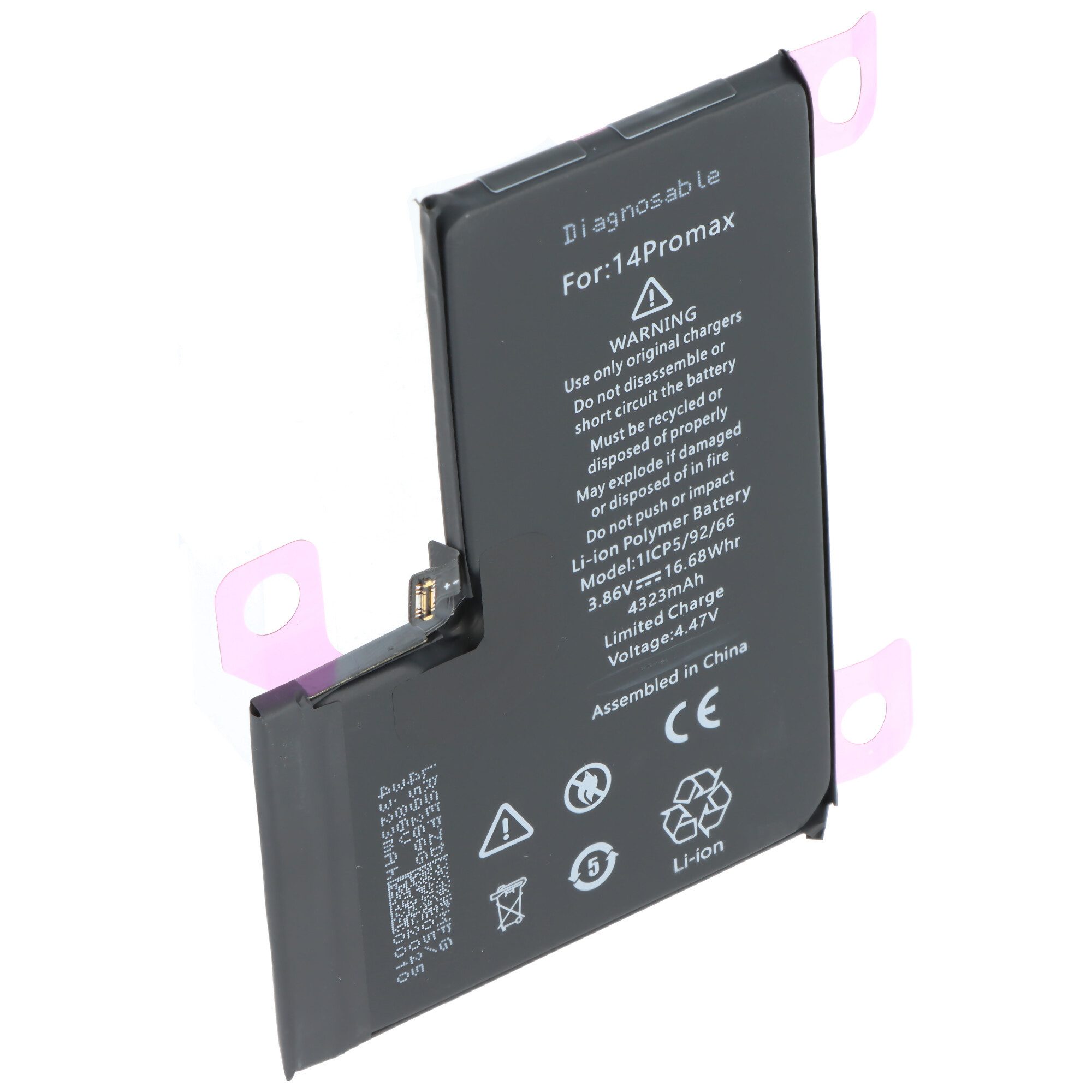 AccuCell Akku passend für Apple iPhone 14 Pro Max, diagnostizierbar, Li-Polyme Akku 4323 mAh (3,9 V)