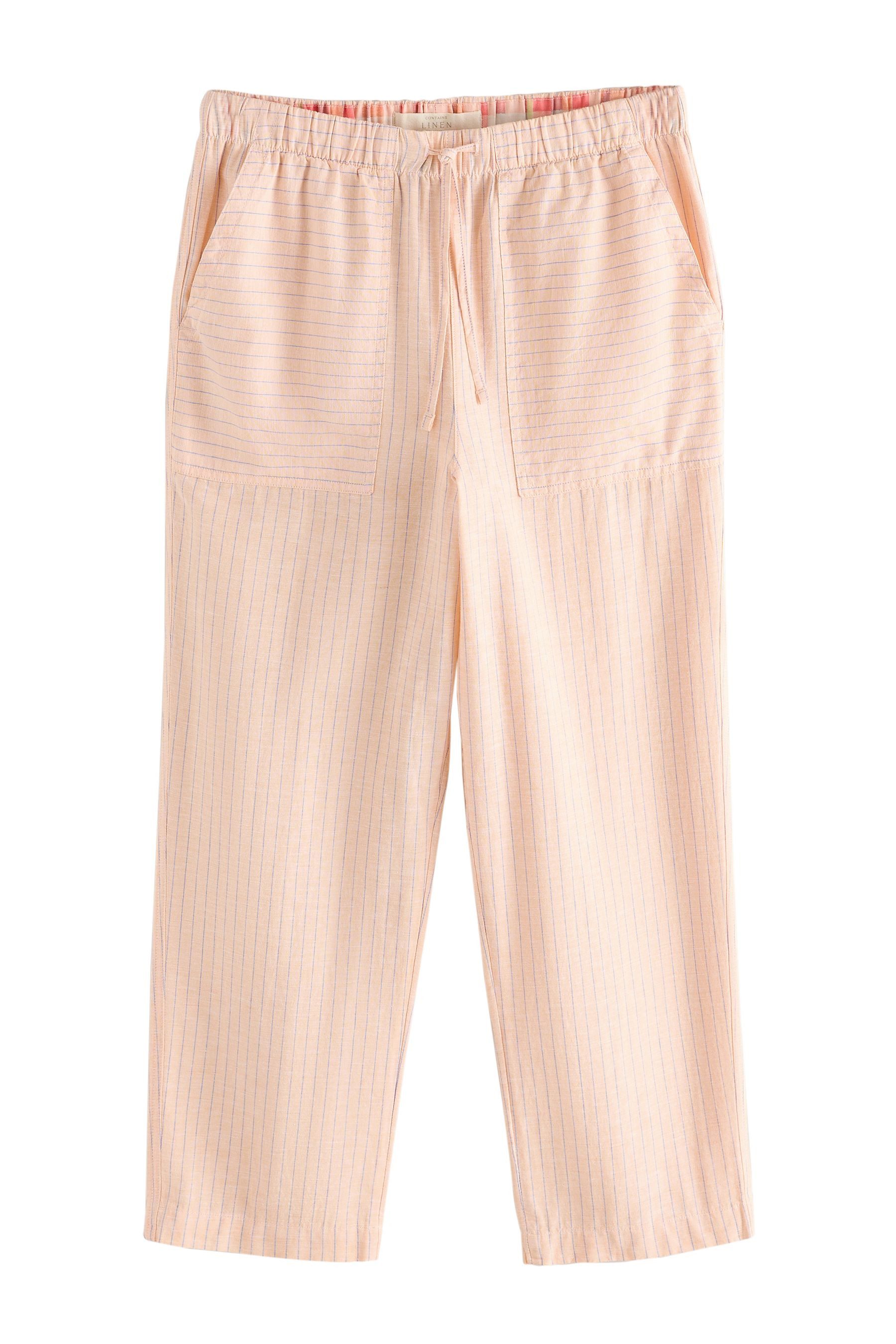 Stoffhose Hose aus Baumwoll-Leinengemisch mit Barrel-Bein