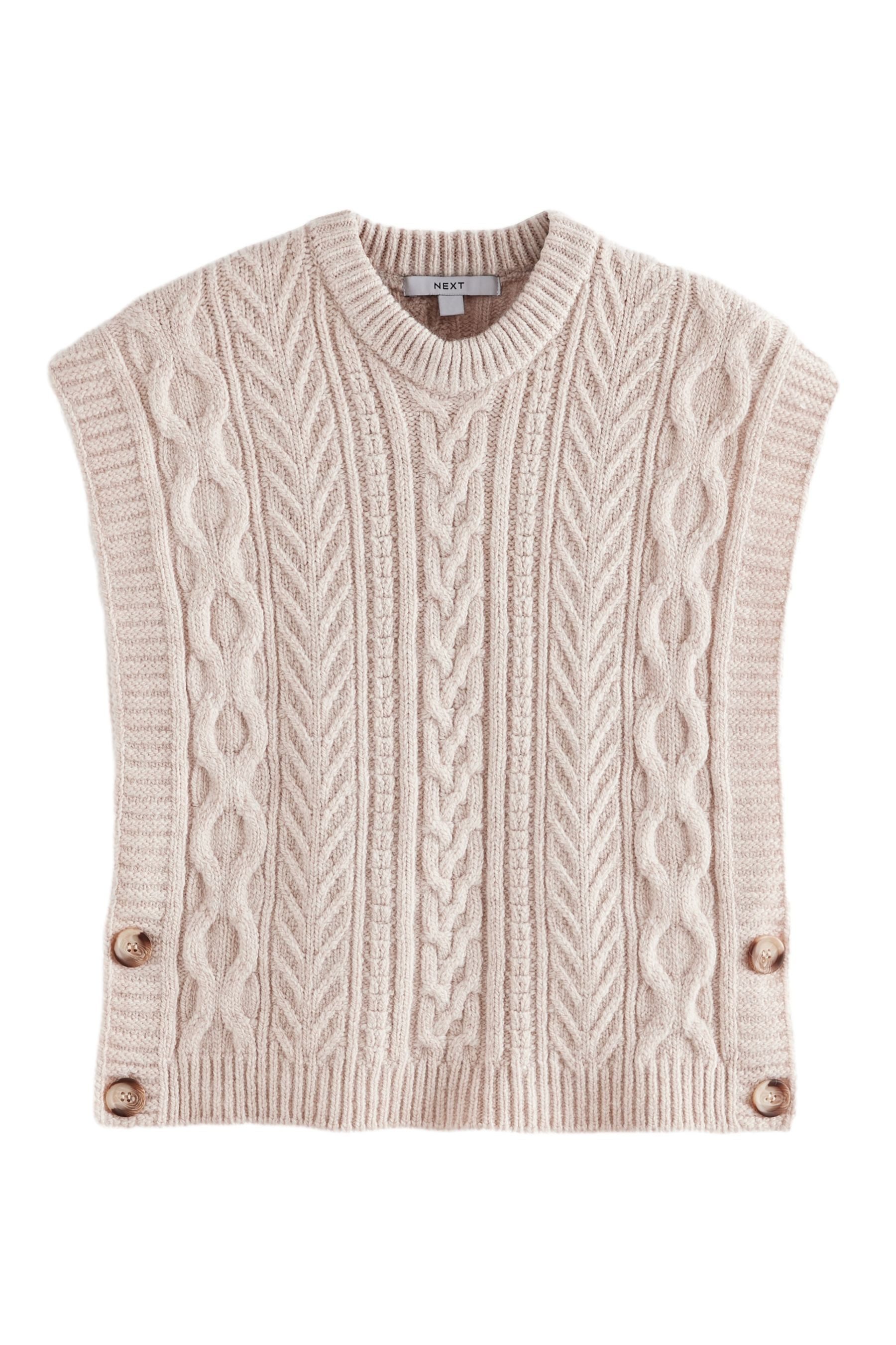 Stricktop Trägertop mit Zopfstrickmuster und Knopfseite