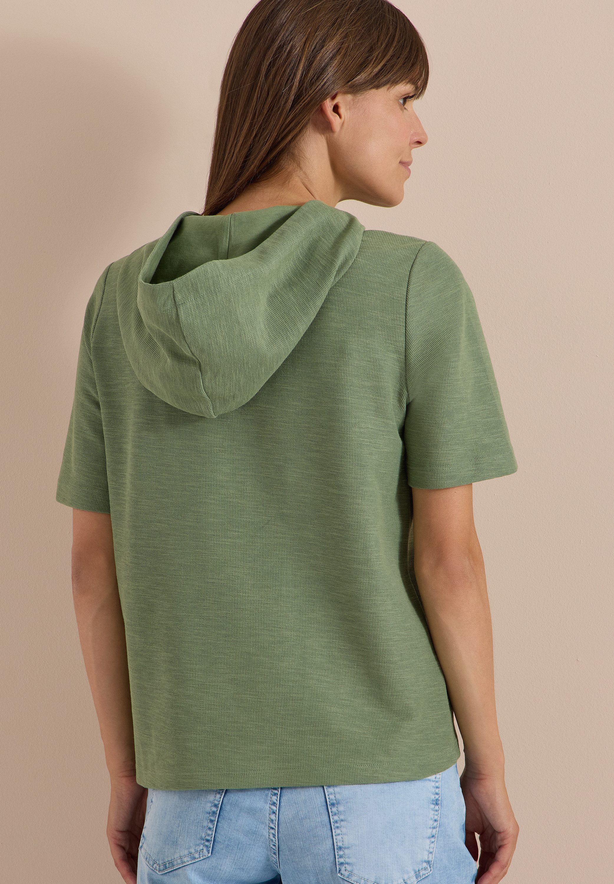 CECIL Kapuzenshirt in Slub-Yarn-Optik, mit Print, Baumwollmix