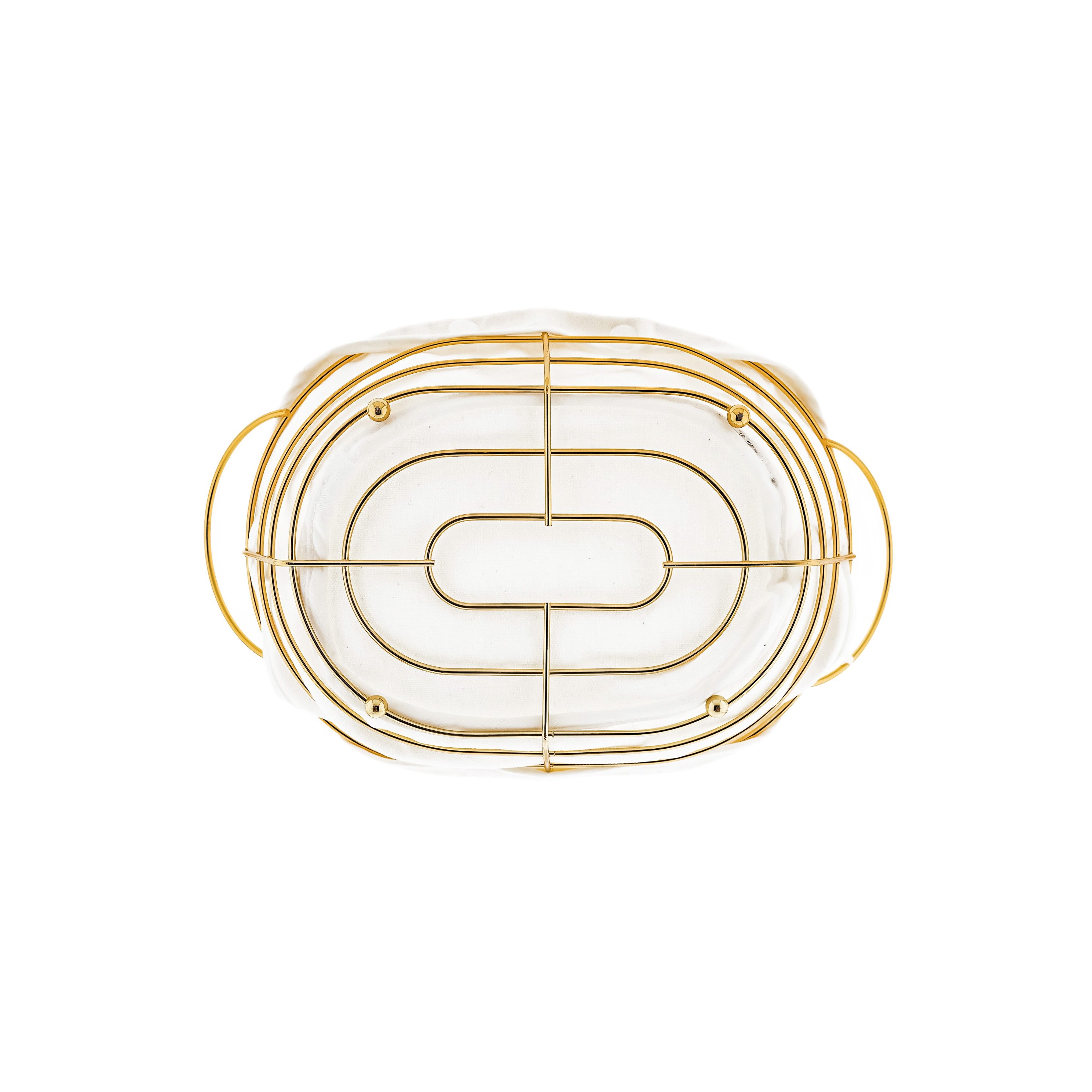 Sunay Brotkorb in Gold Edelstahl mit cremeweißem Baumwolltuch Brotbehälter, Edelstahl – Bild 4 von 5