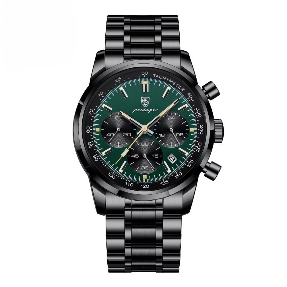 POEDAGAR Quarzuhr Poedagar Herren-Armbanduhr Chronograph Quarz Edelstahl 921