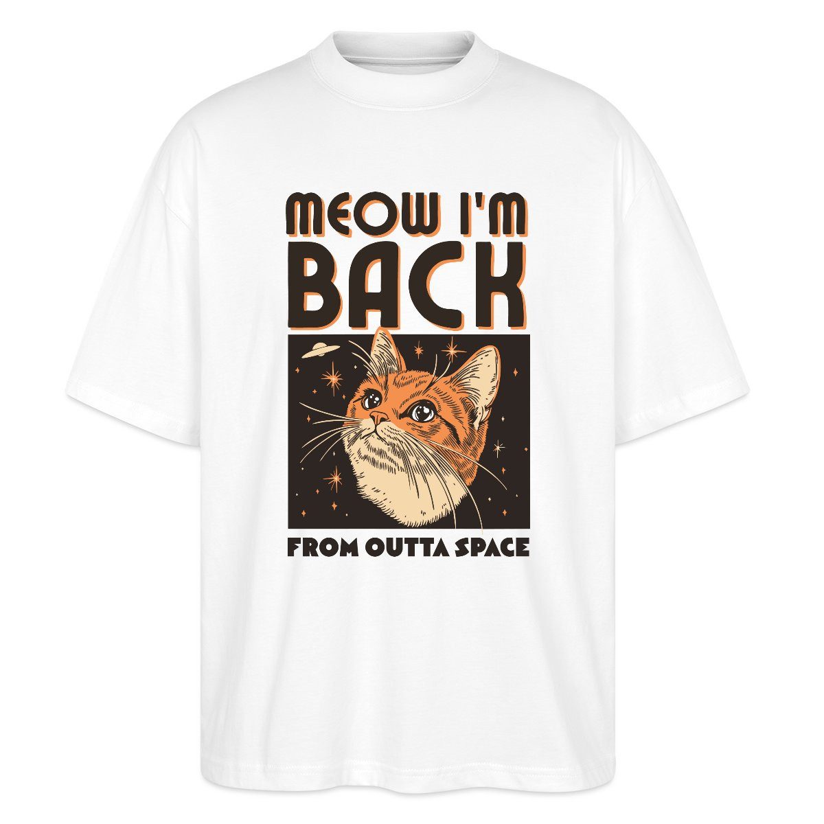 Spreadshirt T-Shirt Lustiges Weltraum Katzen Motiv Oversize Unisex T-Shirt (1-tlg)