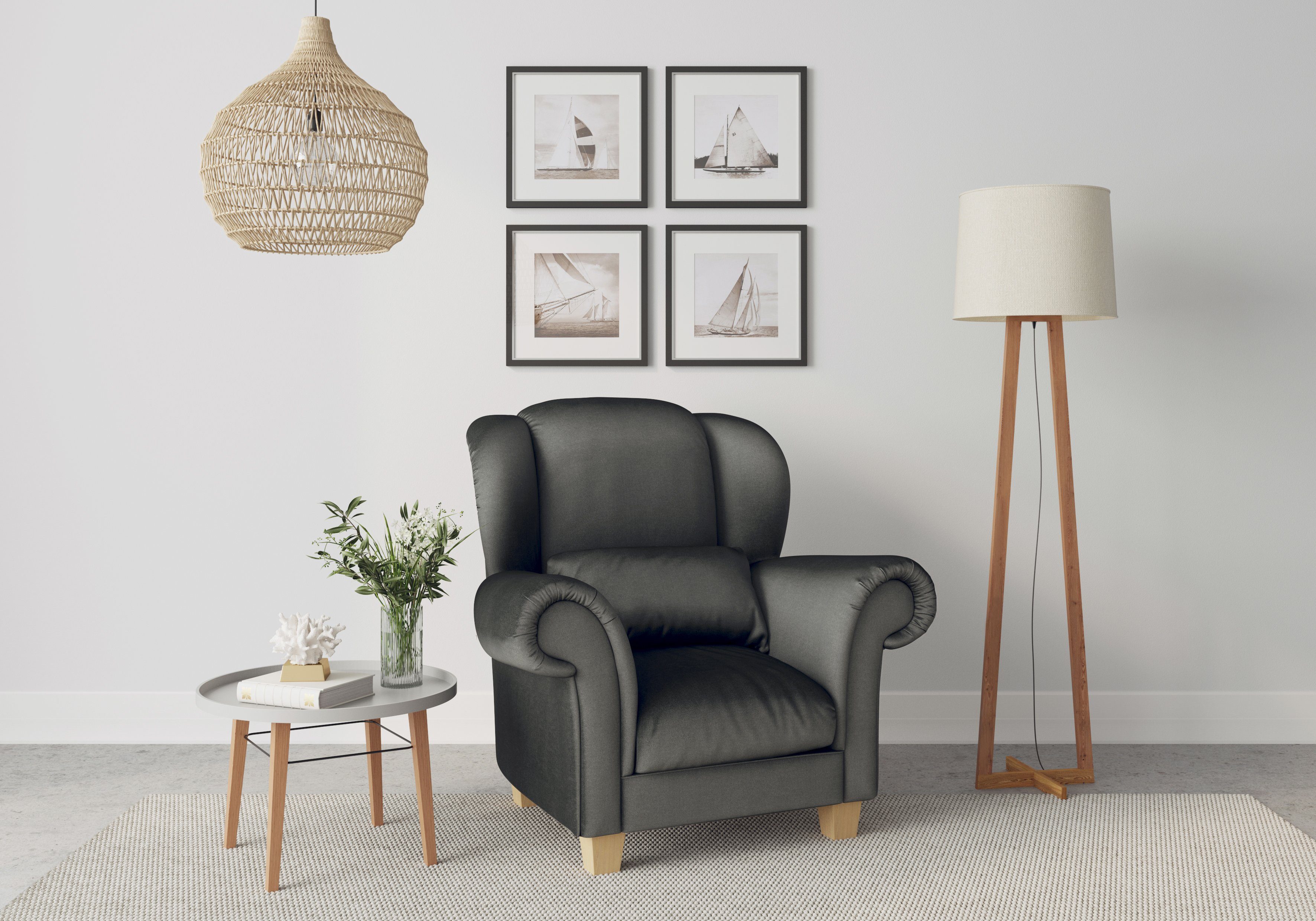softem, affaire und Ohrensessel weichem Sitzkomfort (1-St), Home Design zeitlosem Ohrenseesel Queenie mit