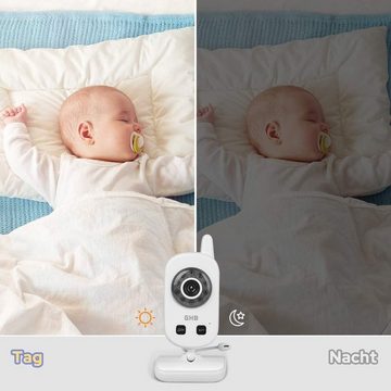 BUMHUM Video-Babyphone Babyphone mit Kamera Video Baby Monitor 2,4 GHz Gegensprechfunktion, ECO Modus Nachtsicht Temperatursensor Schlaflieder Lange Akkulaufzeit, 480p