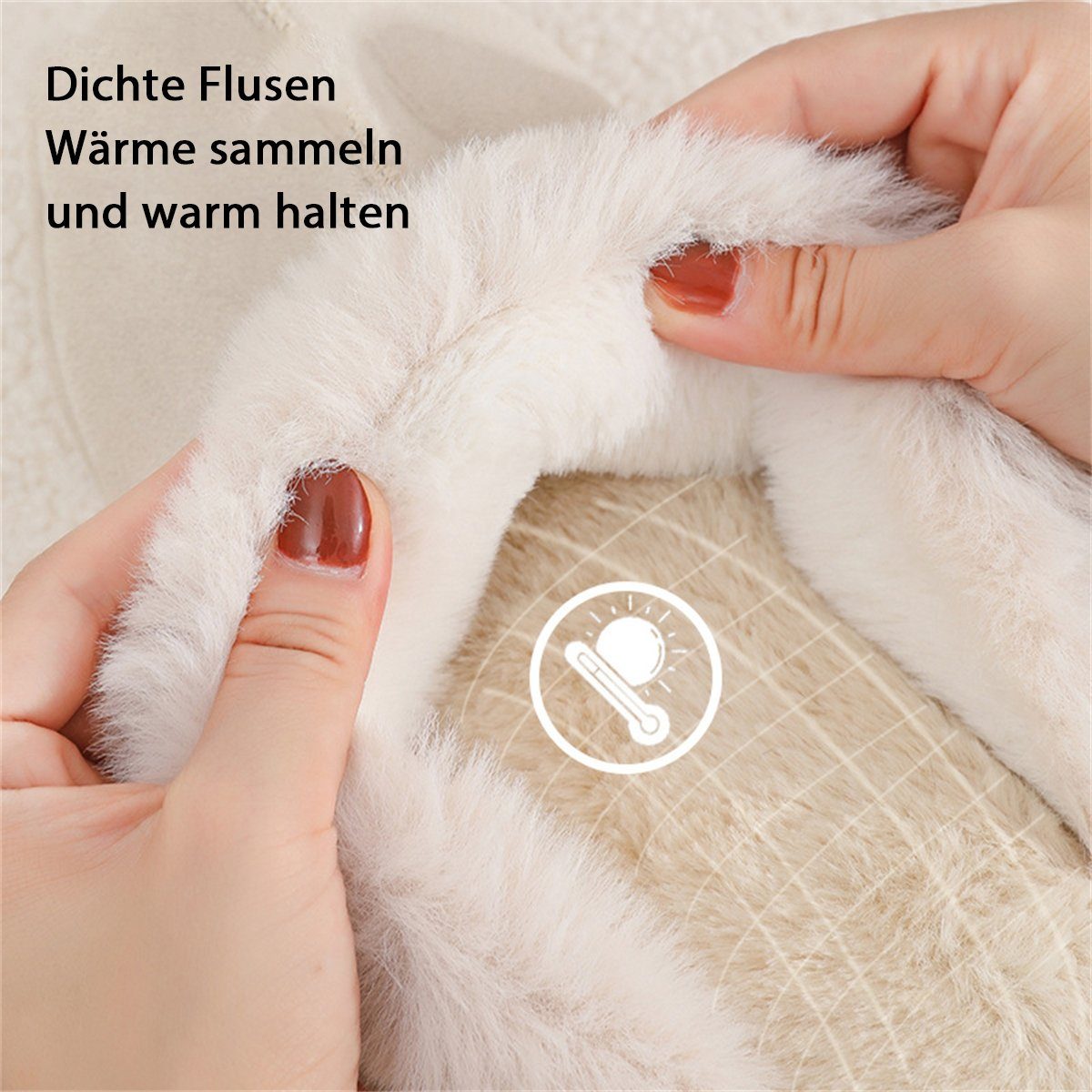 carefully selected Rutschfeste, dicken Hausschuhe Plüsch Beige Unisex-Plüschhausschuhe warme mit Sohlen