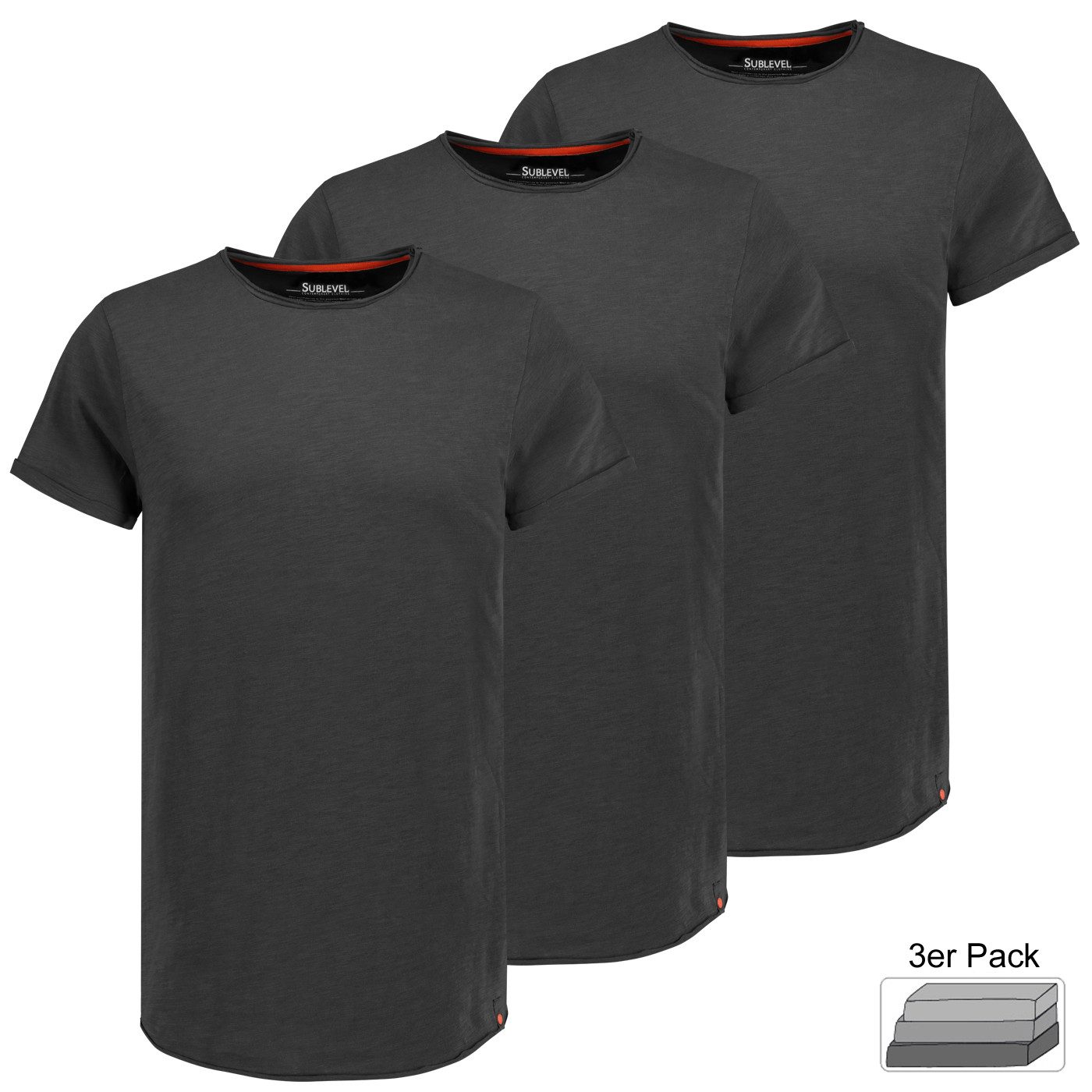 SUBLEVEL T-Shirt Kurzarm Rundhals 3er Pack (3-tlg) 3er Pack Basic T-Shirt