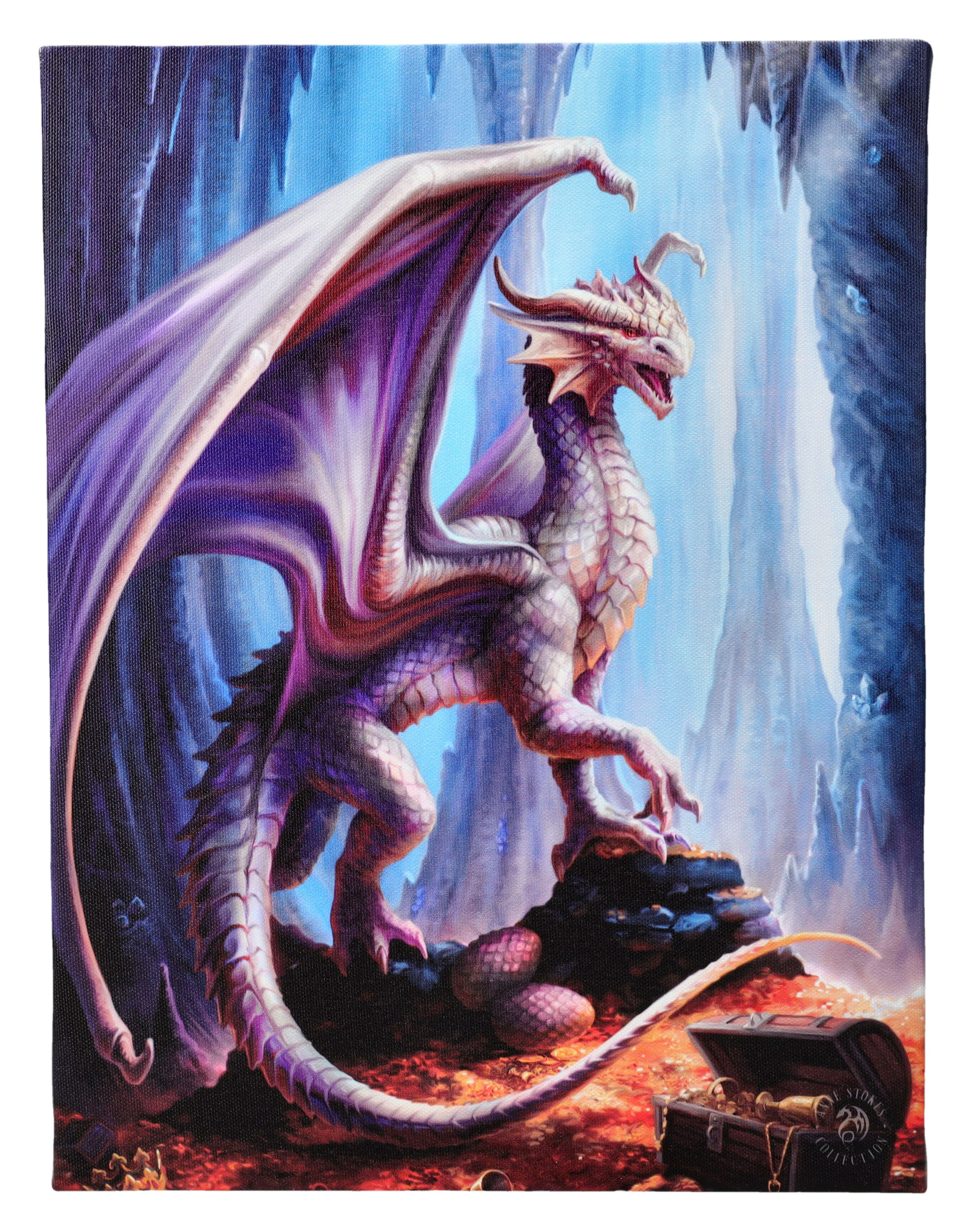 Figuren Shop GmbH Leinwand Kleine Leinwand Drache - Treasure Trove - Fantasy Wandbild Dekobild