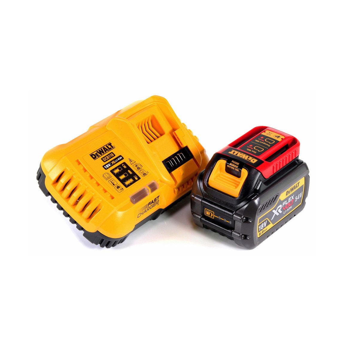DeWalt DCB 118 T1 XR FLEXVOLT Starter Set + 1x Akku 6,0 Ah Schnelllade-Gerät