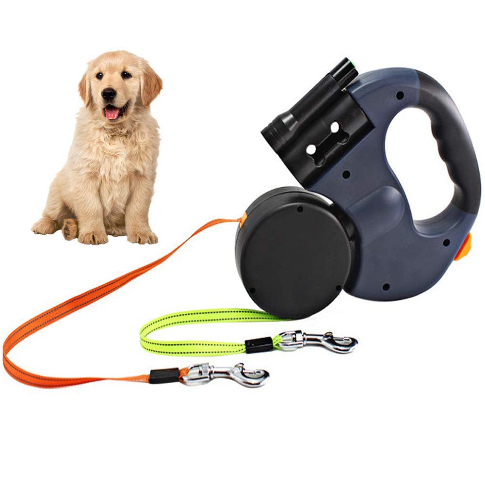 Ledander Hundeleine Doppelte Einziehbare Hundeleine, 3m Leine, Rollleine, Laufleine, Reflexstreifen,Rollleine Hundeleine für kleine & große Hunde
