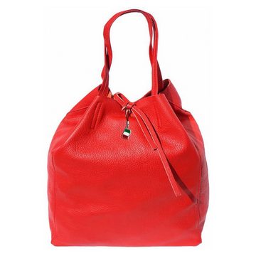 FLORENCE Schultertasche Florence ital. Echtleder Shopper rot (Shopper), Damen Leder Shopper, Schultertasche, rot ca. 30cm