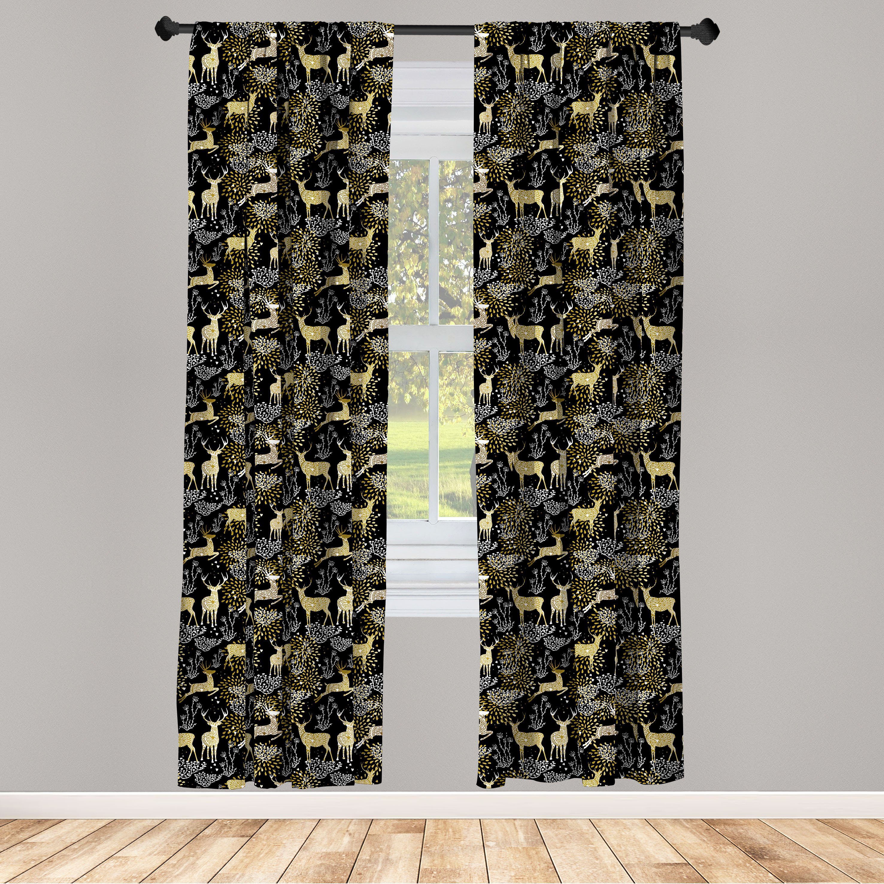 Gardine Vorhang für Wohnzimmer Schlafzimmer Dekor, Abakuhaus, Microfaser, Weihnachten Oriental Deer