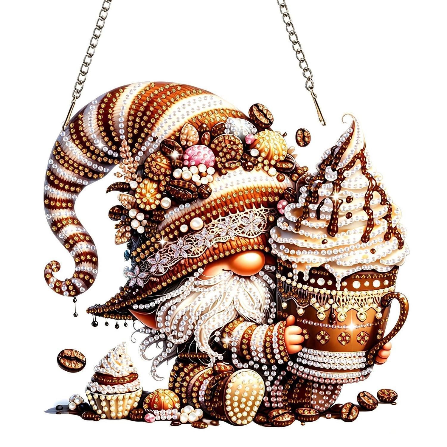 LuxusKollektion Kreativset Diamond Painting Anhänger Gnom Kaffee Hängend
