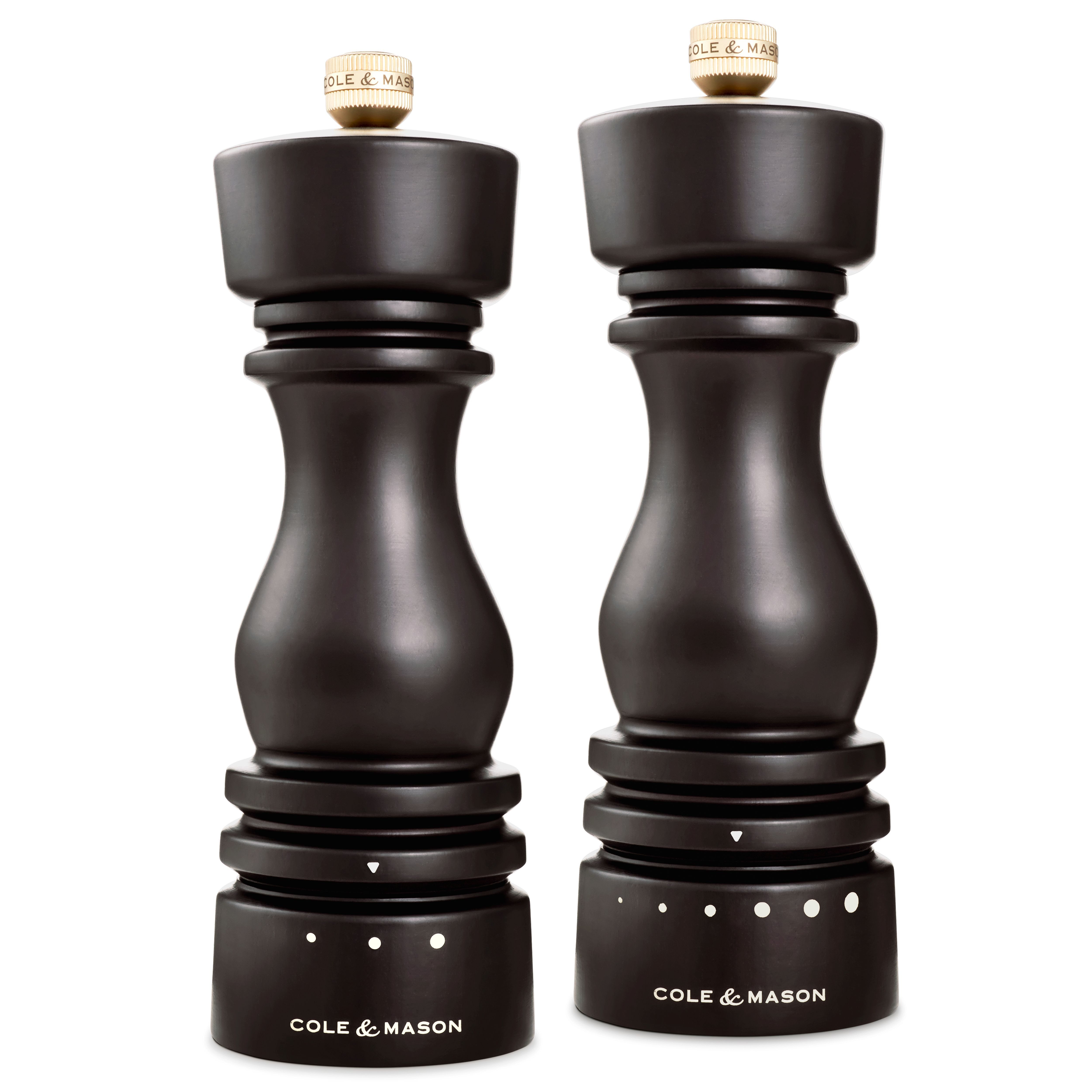 Cole & Mason Salz-/Pfeffermühle Set aus Buchenholz mit Mahlgrad-Auswahl London, Precision+ Karbonstahlmahlwerk, korrosionsbeständiges Keramikmahlwerk