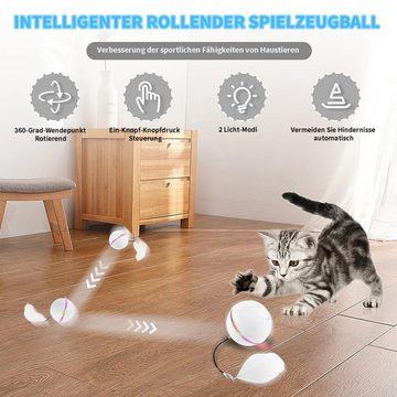 yozhiqu Tierball Elektrischer Katzenspielzeugball,7 Zoll mit LED,360-Grad-Rollball, einem automatischen 360-Grad-Rollball für interaktiven Spielspaß.