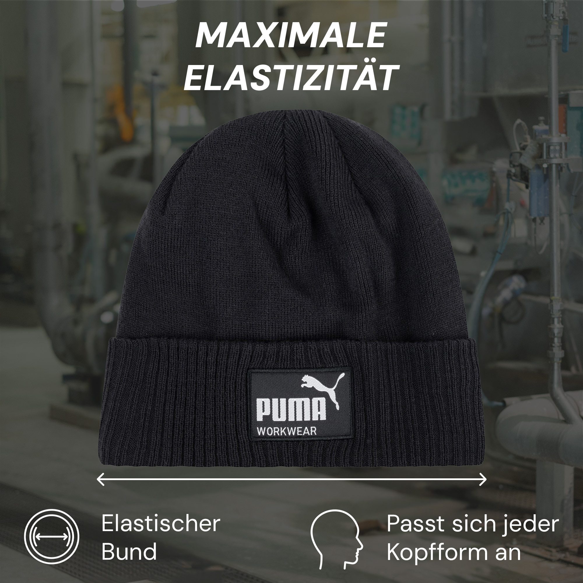 PUMA Workwear Beanie Mütze Herren Winter - Strickmütze mit Wärmepolsterung für die Ohren Atmungsaktive & Elastische Wintermütze Perfekt für Outdoor Aktivitäten – Bild 3 von 5