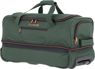 travelite Reisetasche Basics, 55 cm, dunkelgrün, Duffle Bag Sporttasche mit Trolleyfunktion und Volumenerweiterung