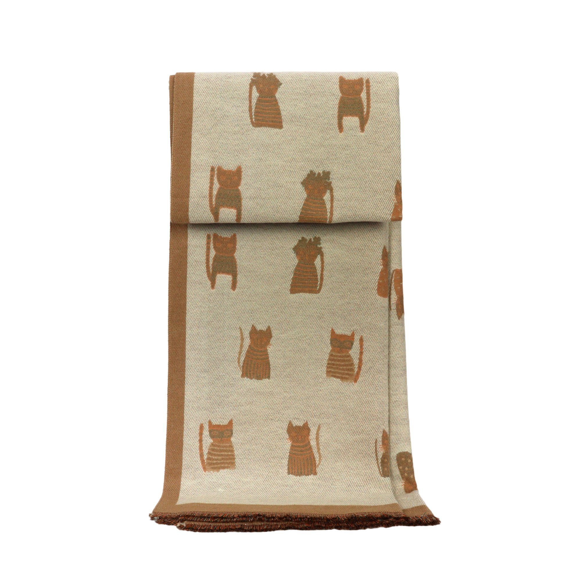 ZEBRO Modeschal Schal Katze beige