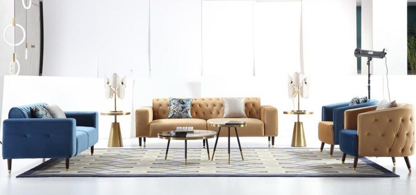 JVmoebel Sofa Braune Chesterfield Couch Sofagarnitur 3+2+1+1 Garnituren 3+2+1+1 Set, Made Set, Europe in Sofa