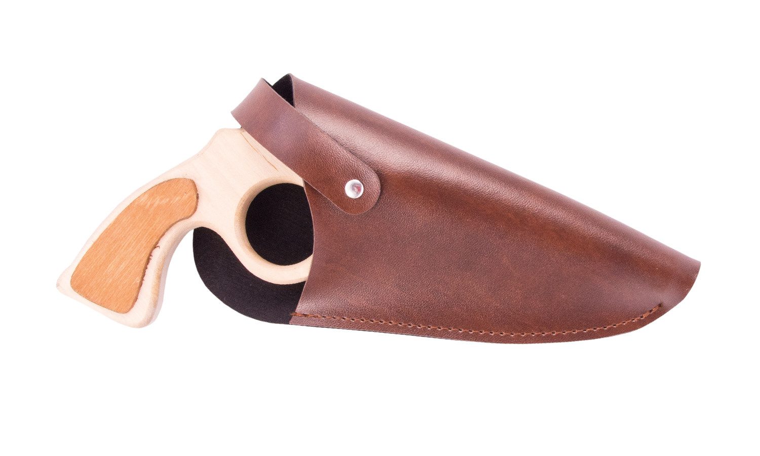 Holzspielerei Spielzeug-Ritterset Revolverhalter Leder braun