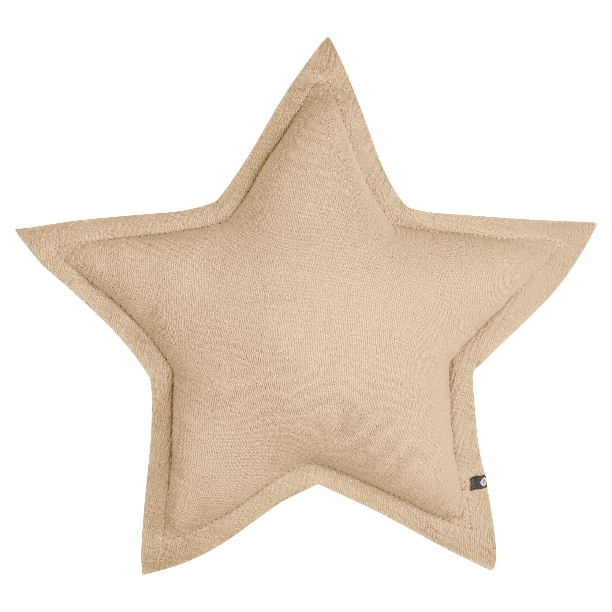 Kuschelkissen 100% Champagner Stern Herzen Babykissen Musselinkissen aus von Baumwolle, handgenäht Kinderkissen