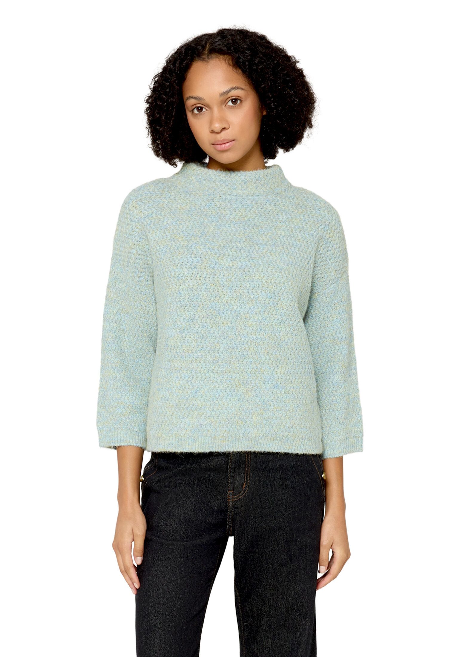 Cartoon Strickpullover Damen mit Stehkragen (1-tlg)