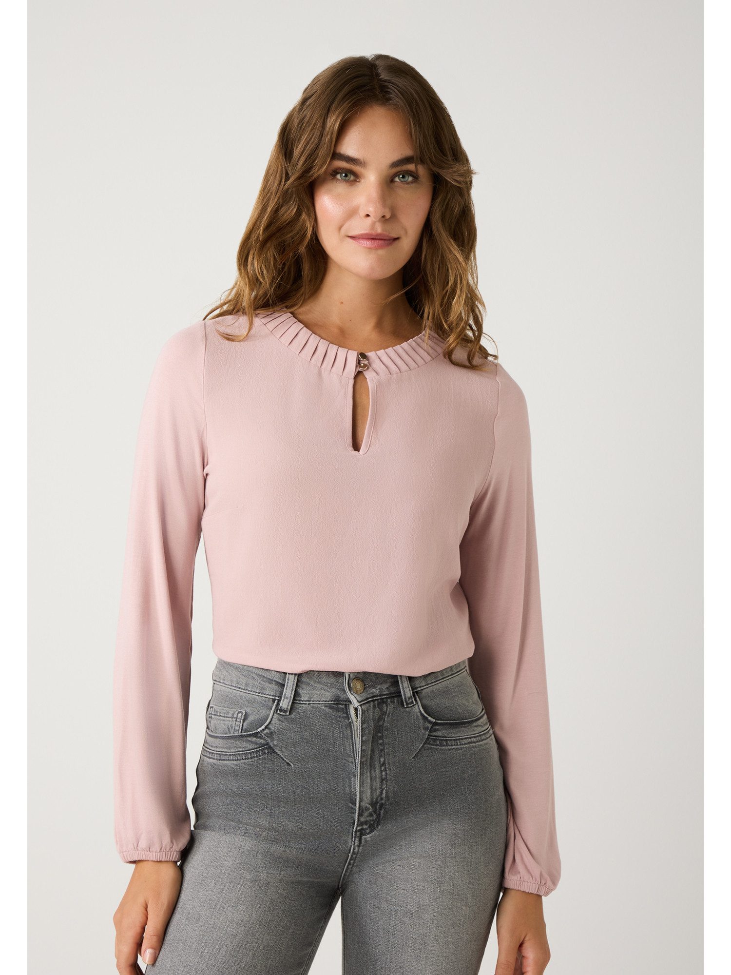 MORE&MORE Langarmbluse Blusenshirt Materialmix günstig online kaufen