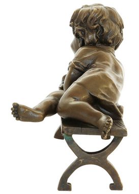 Aubaho Skulptur Bronzeskulptur Kind Schnecke Antik Bronze Figur Statue - 17,7 x 12,6 x