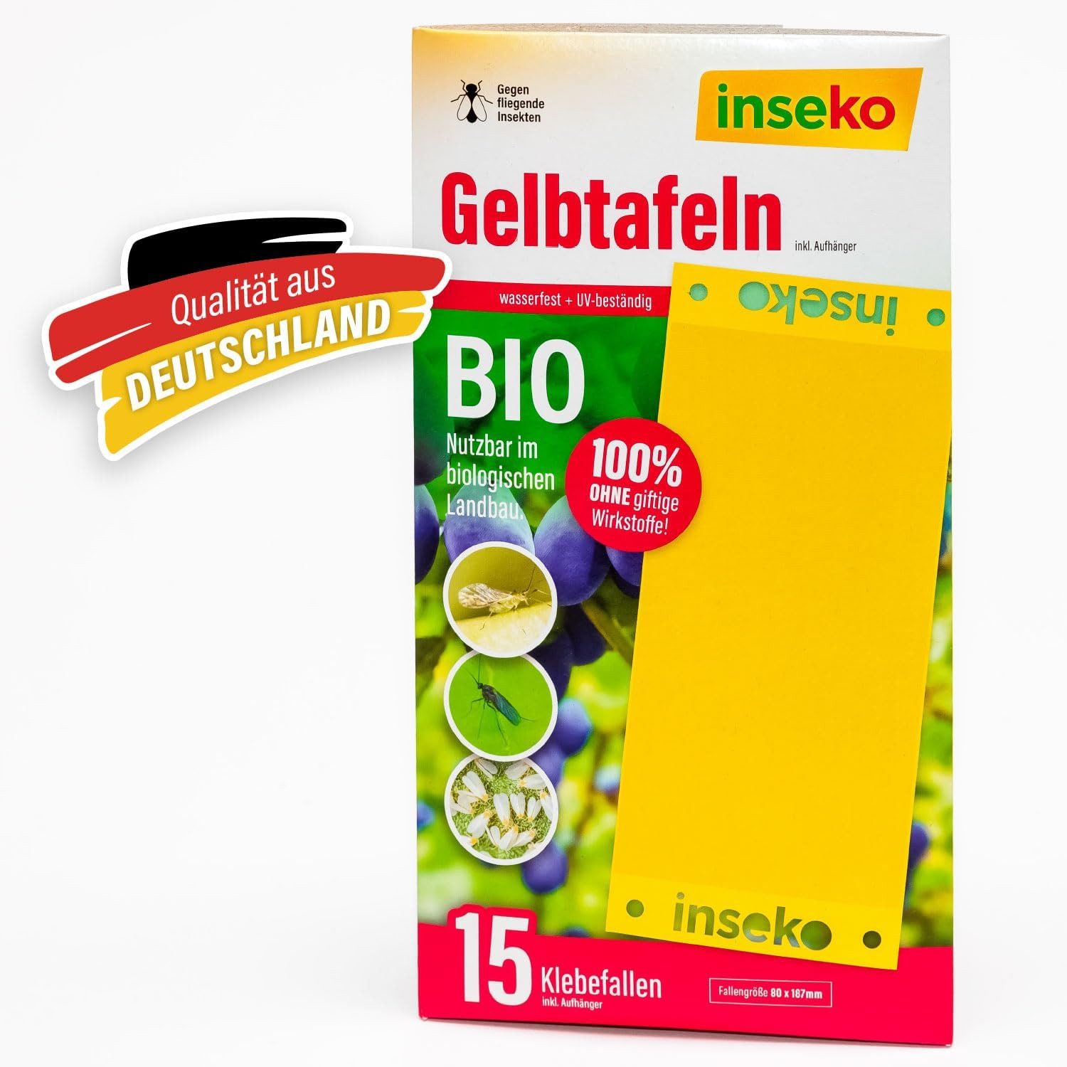 Inseko Klebefalle 15 x inseko Gelbtafeln I große Gelbsticker gegen Trauermücken UVM., 100% giftfrei