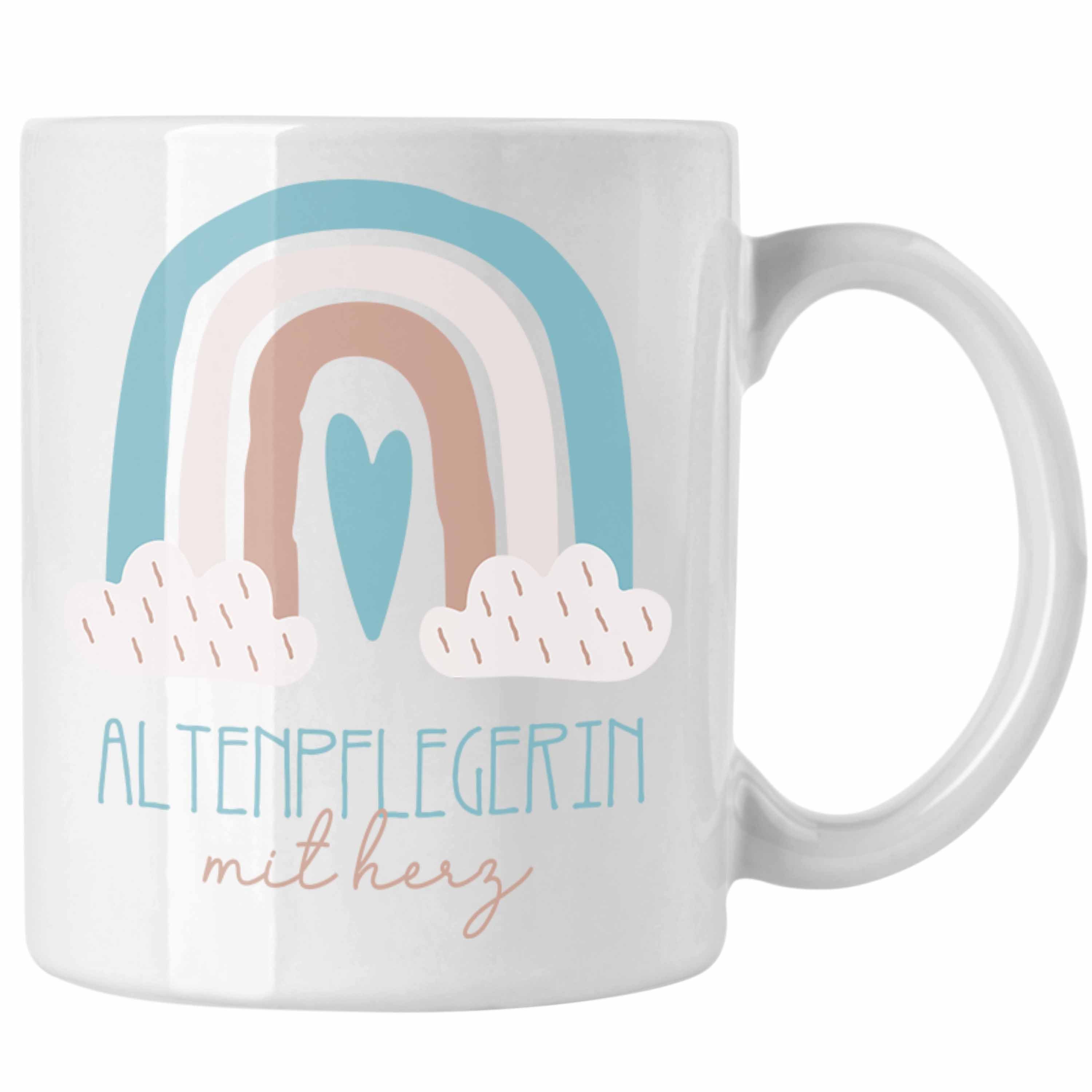 Trendation Tasse Altenpflege Tasse Geschenk Danke Kaffeetassse Geschenkidee für Altenp Weiss