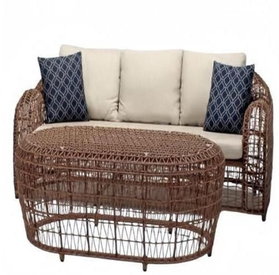 Xlmoebel Gartenlounge-Set Gartenmöbel-Set bestehend aus einem Sofa und einer Couch für den, (2tlg Set(Sofa 3 Sitzer+Couchtisch), Hergestellt in Europa