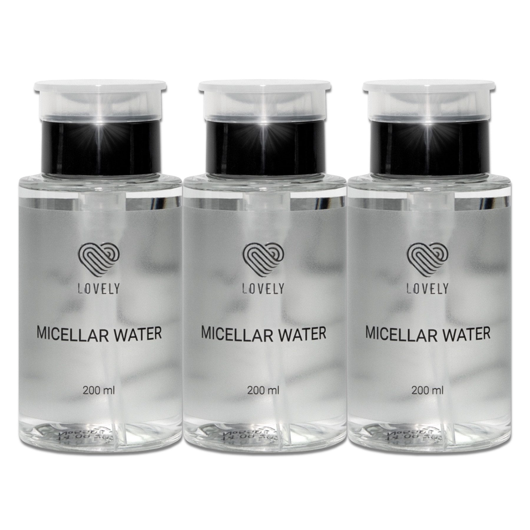 Lovely Gesichtswasser Mizellenwasser Wimpernverlängerung Wimpernreinigung Gesichtsreinigung, 3-tlg., Mizellenwasser, Make-Up, Makellose Reinigung, Sparsamer Spender