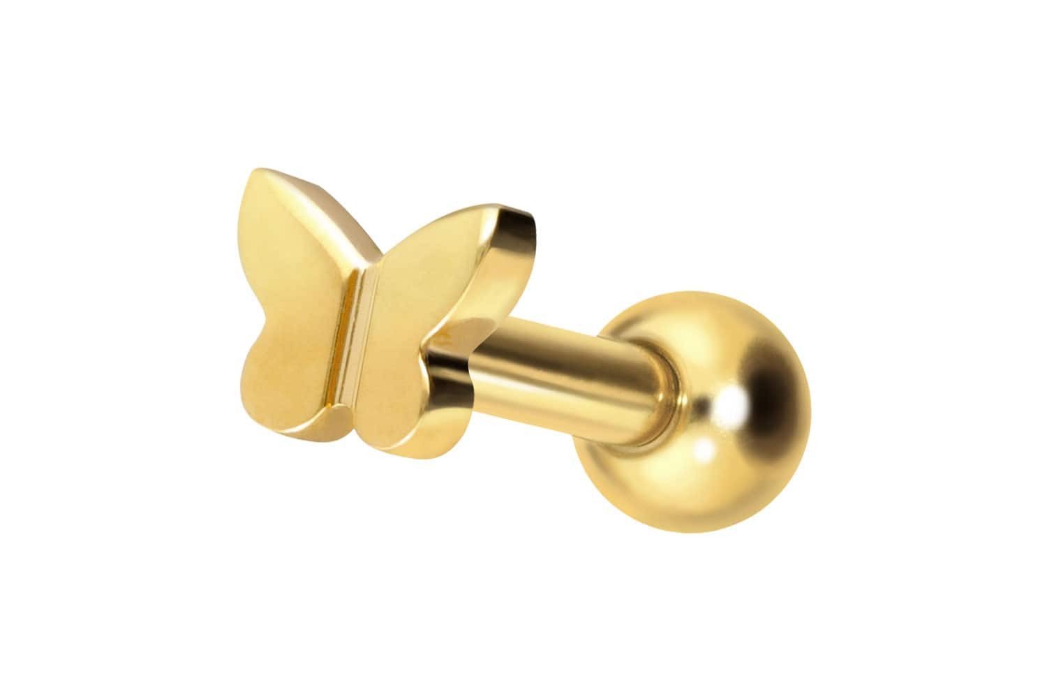 Piercing-Set Titan Ohrpiercing mit Innengewinde SCHMETTERLING