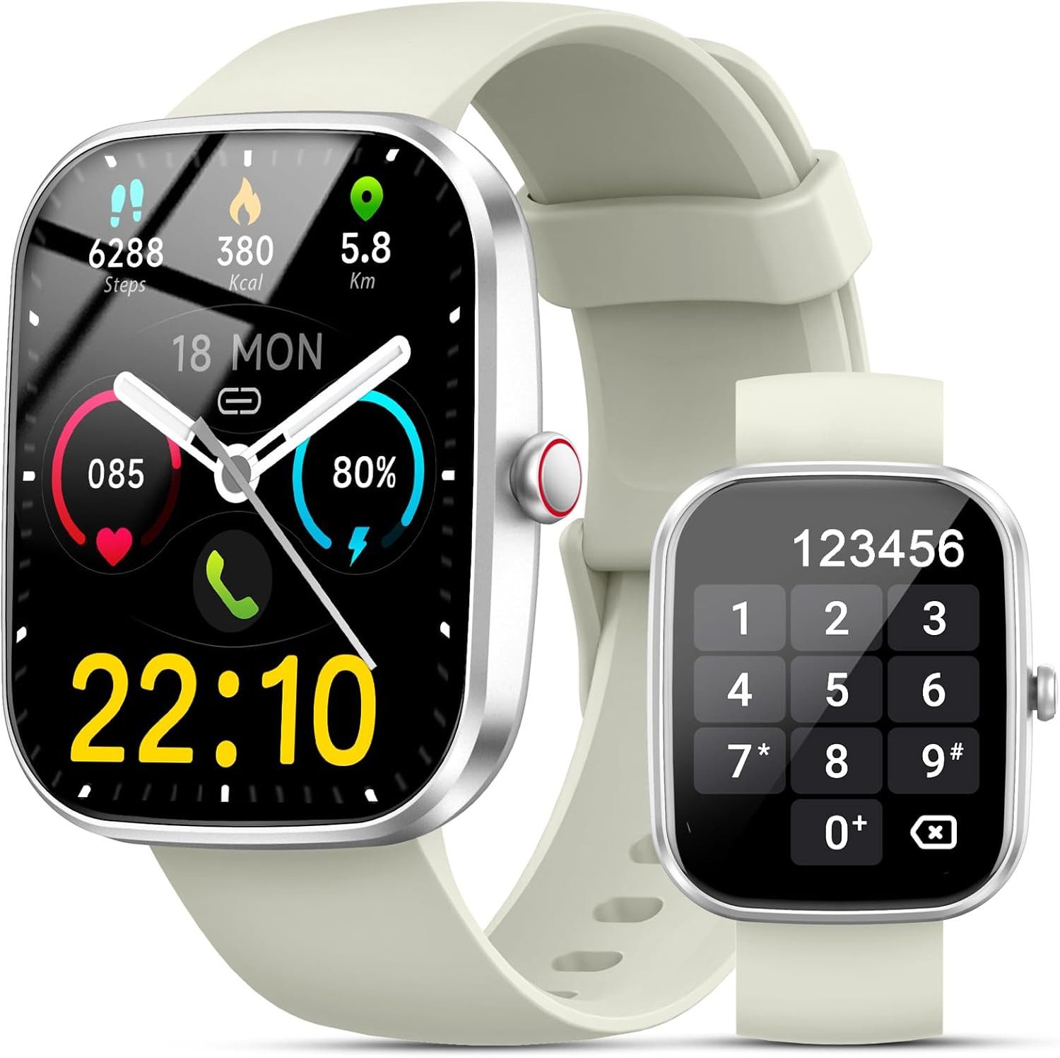Fempoin Smartwatch (4,9 cm, android ios), Smartwatch mit 1,96 Zoll Display Herzfrequenzmessung Fitnessmodi