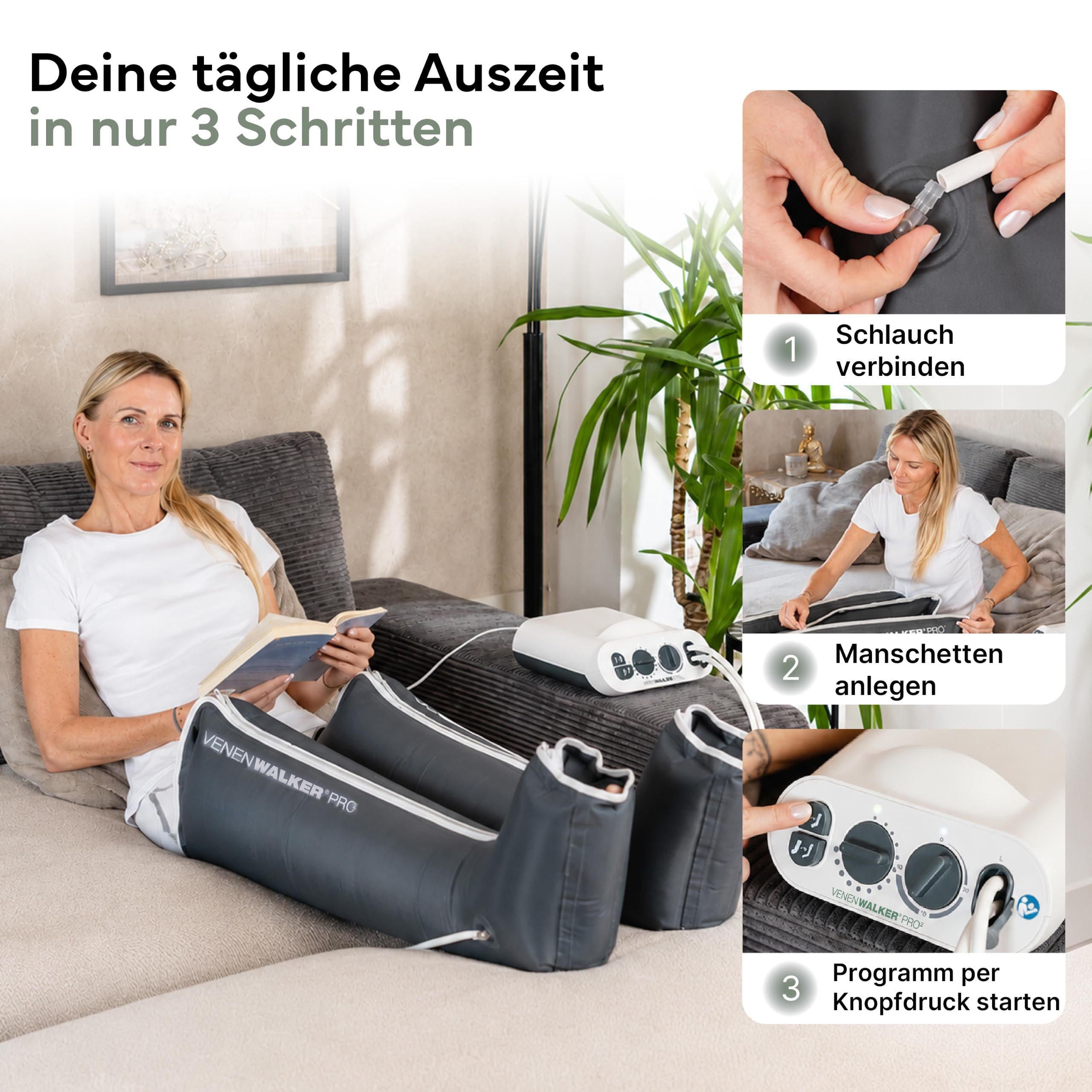 VenenWalker Venentrainer VenenWalkerPro2 Venen-Therapiegerät zur Lymphdrainage, mit professioneller Wechseldrucktechnik & innenliegenden Kammern – Bild 4 von 5