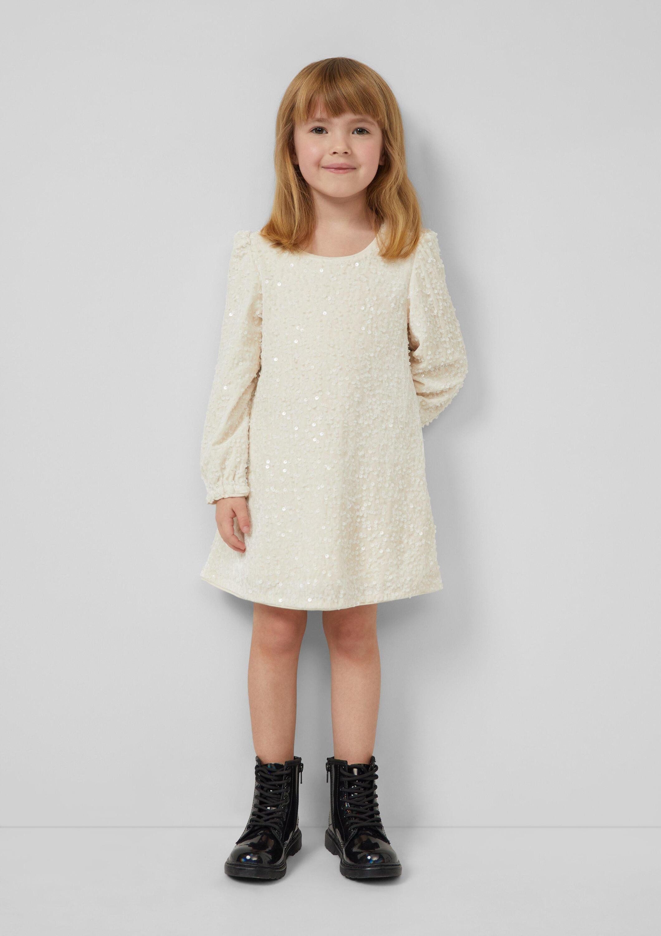 s.Oliver Minikleid Kleid Ausgestelltes Samtkleid mit Pailletten, Cut-Out und Schleife