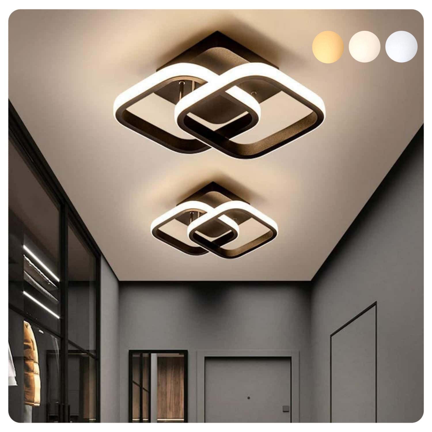 Toomoke Deckenleuchten LED Dimmbar Deckenleuchte 3-Farbige Decken-Lampe, LED fest integriert, Warmweiß, Neutralweiß, Kaltweiß, Wohnzimmer Flur Eingang
