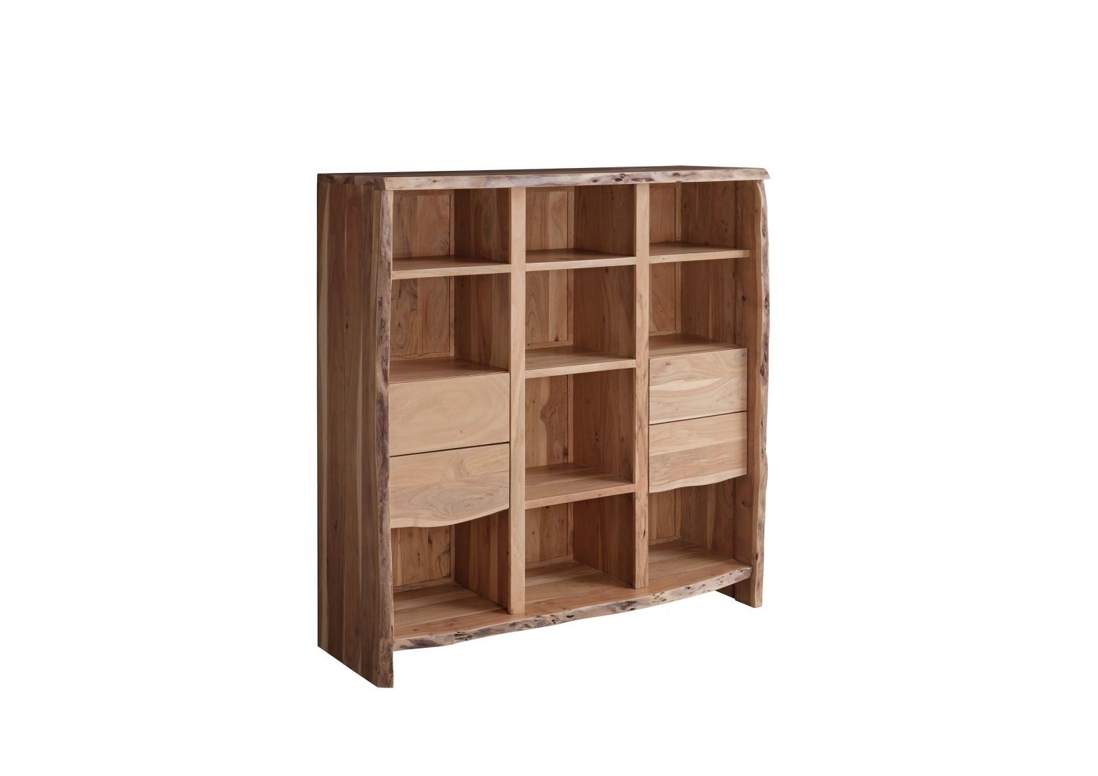 Massivmoebel24 Bücherregal PURE ACACIA Akazie Massivholz natur, 1-tlg., Akazie 142x45x147 cm (BxTxH) natur lackiert