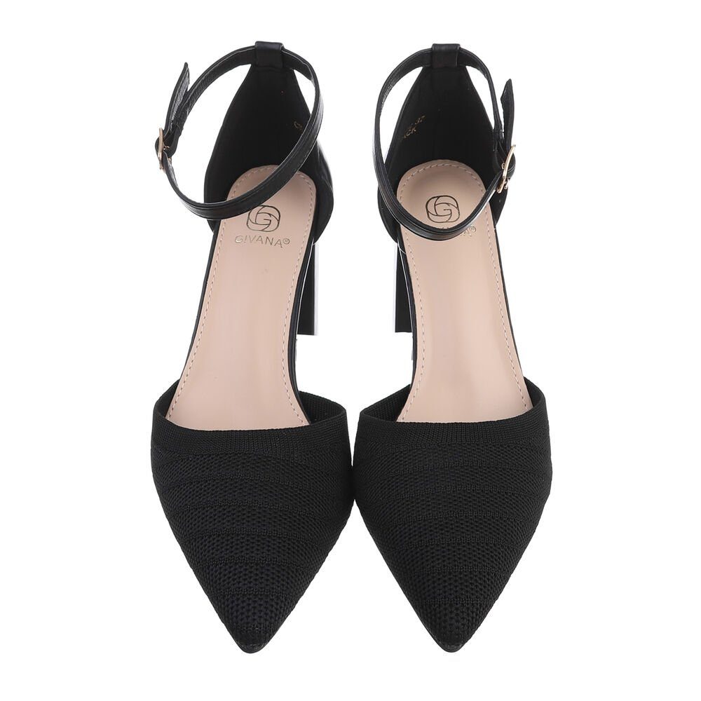 Ital-Design Elegant Blockabsatz Schnürpumps Pumps High Schwarz Abendschuhe Heel Damen in